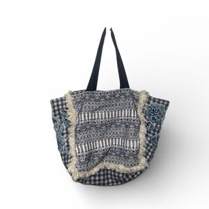 Limited Edition Anthropologie‎ Bloomingprint Embellished Blue Tote